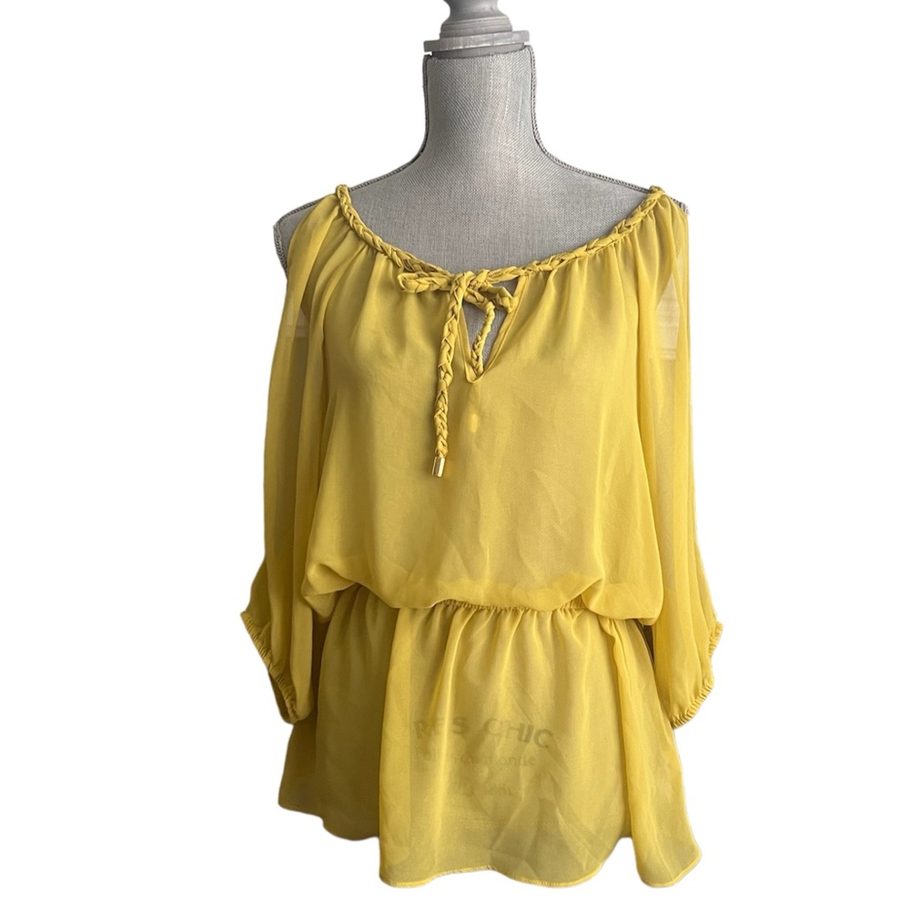 Y2K XXI Forever 21 Sheer Cold Shoulder Blouse - Picture 1 of 11